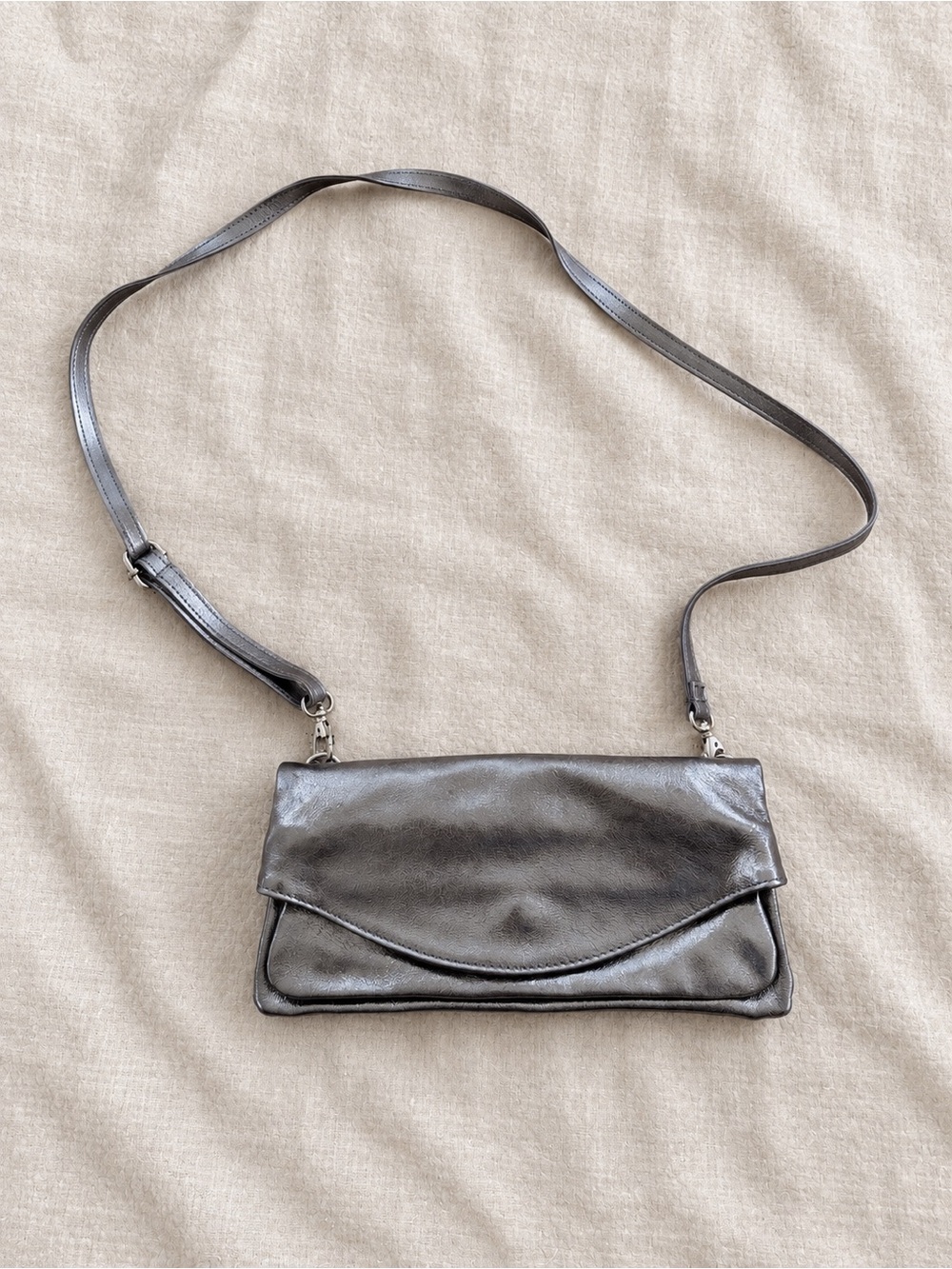 Vintage Vera Pelle Italian Leather Metallic Crossbody Bag